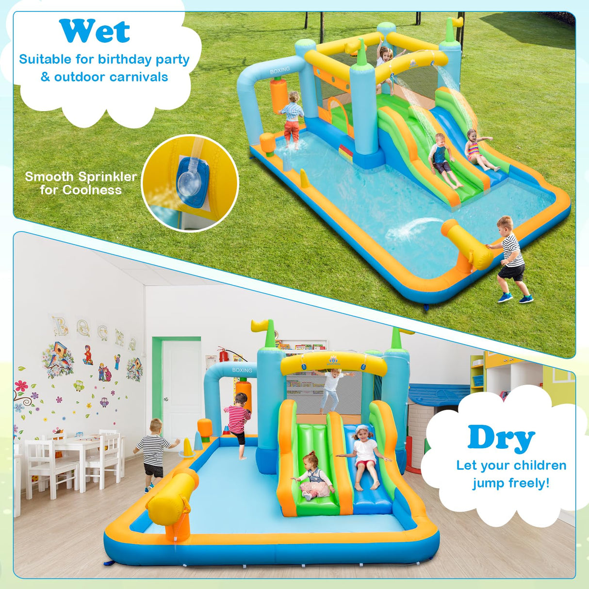 HONEY JOY Inflatable Water Slide, Kids Jumping Castle Bounce House