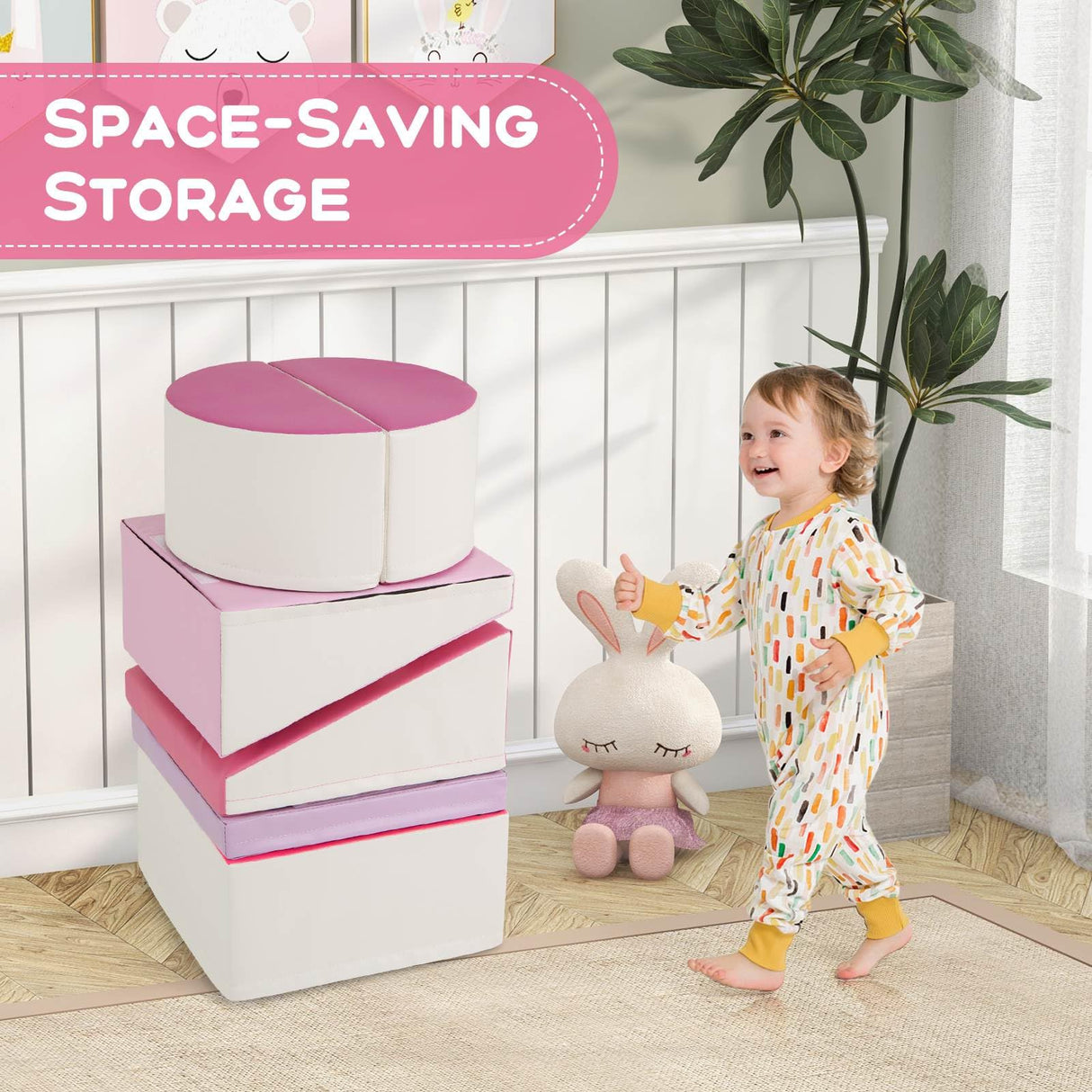 6-Piece Foam Climbing Blocks, Lightweight Soft Climbing Indoor Set with Hook and Loop Fasteners