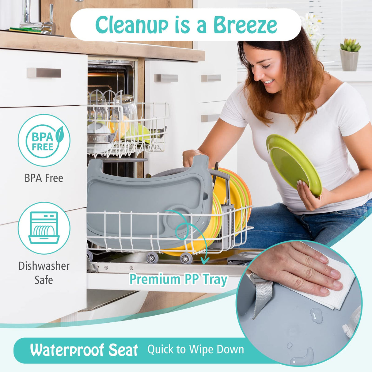 BABY JOY Baby High Chair, 4 in 1 Convertible Highchair with Adjustable Legs