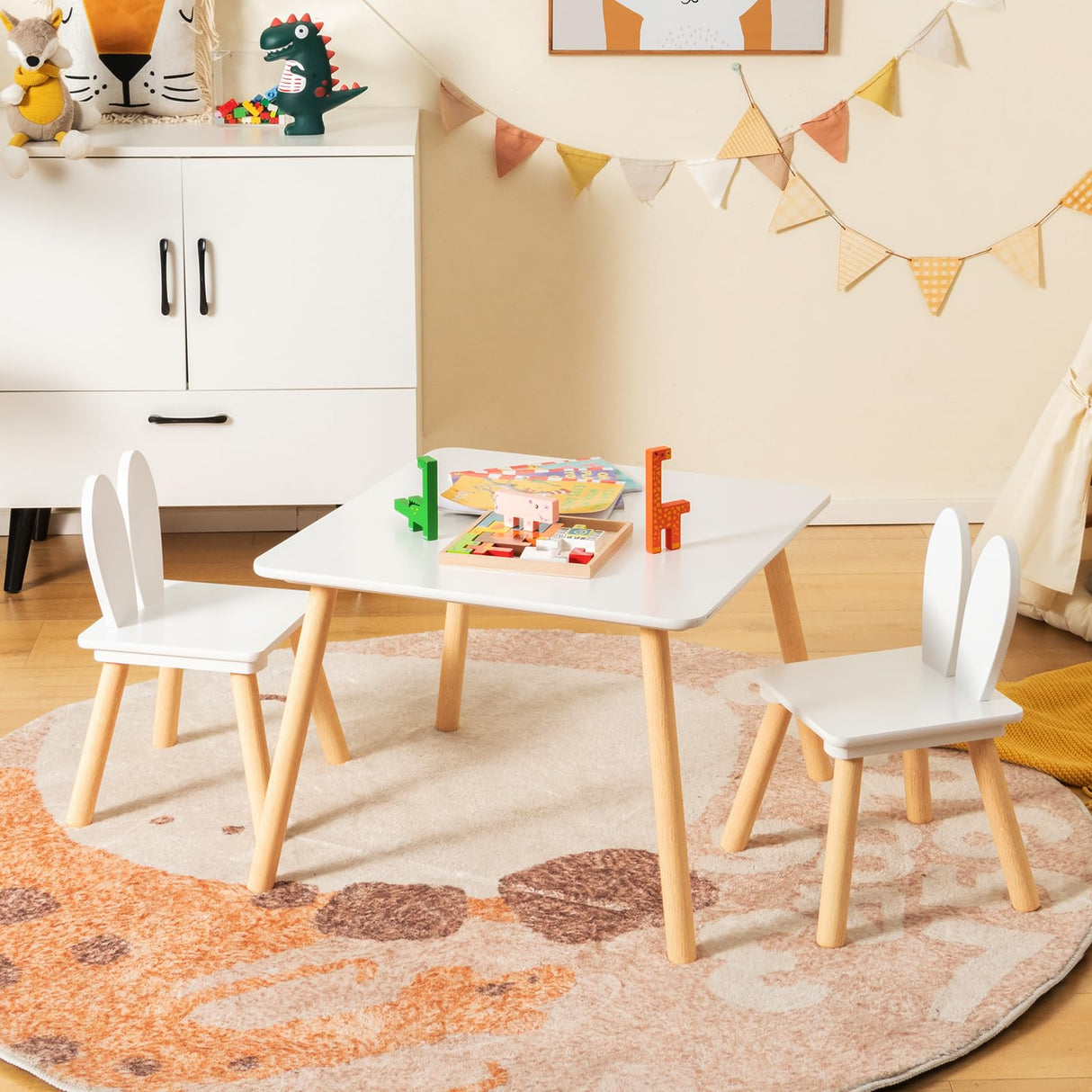 HONEY JOY Kids Table and 2 Chairs Set