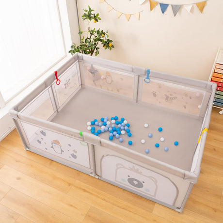 BABY JOY Baby Playpen, 205 x 147 cm Extra-Large Play Yard