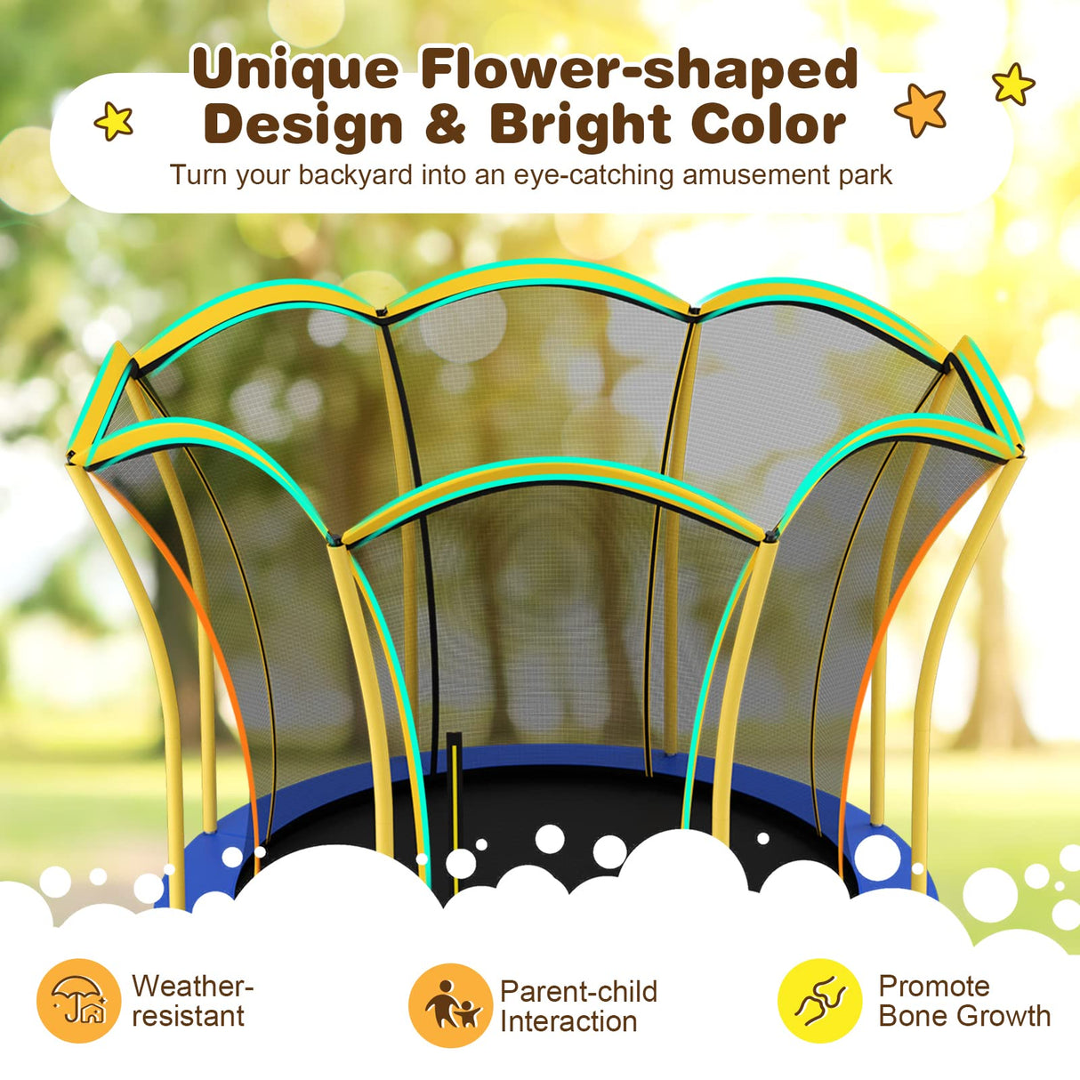 HONEY JOY 8FT Kids Trampoline, Galvanized Steel Frame, Weight Capacity 193KG