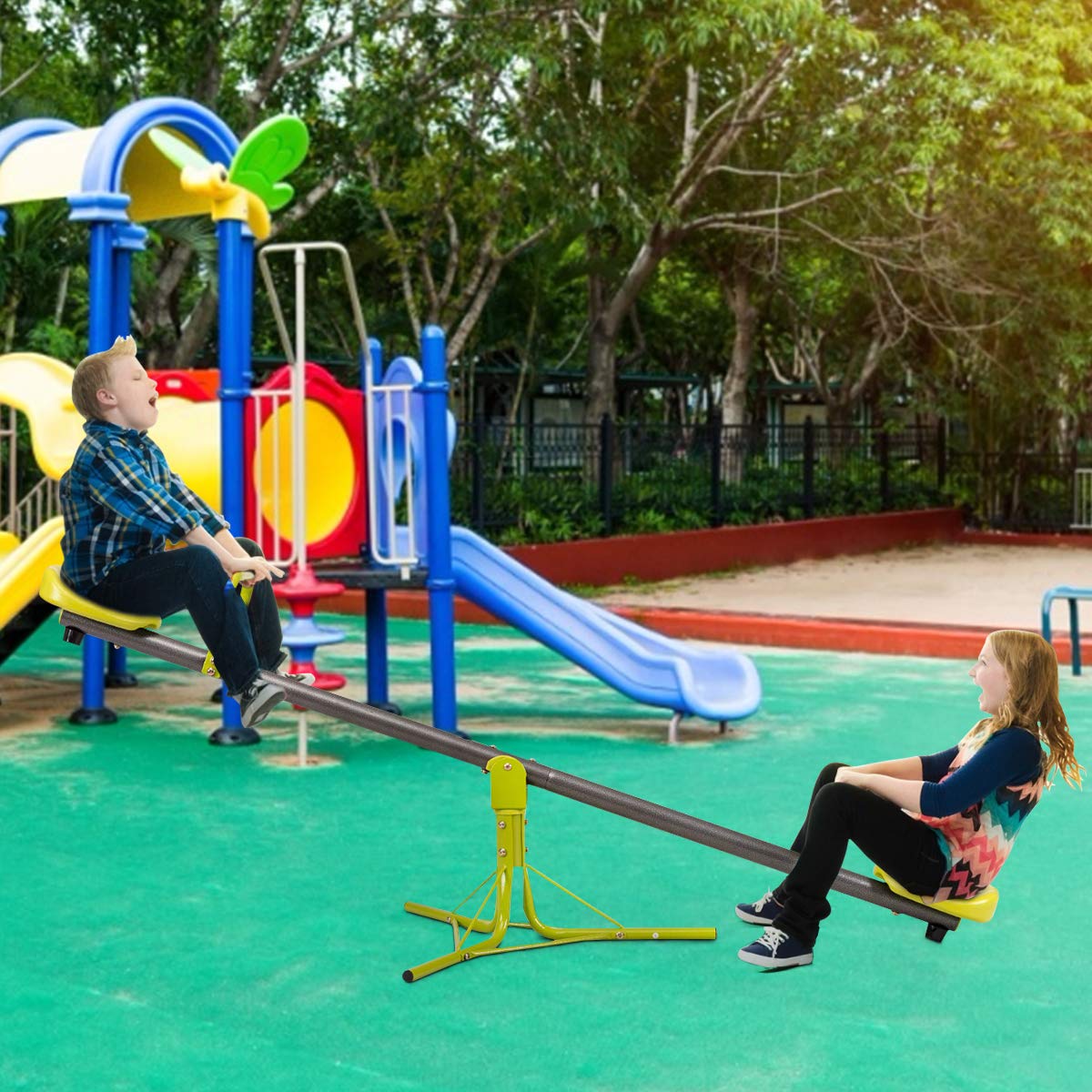 Swivel Children Teeter Totter Outdoor Play Set for 2 Children