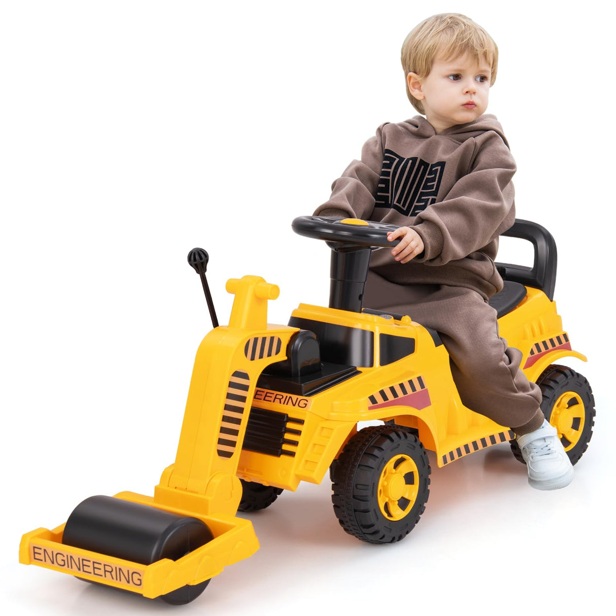 Honey Joy Ride On Road Roller, Toddler Ride On Car with Adjustable Roller