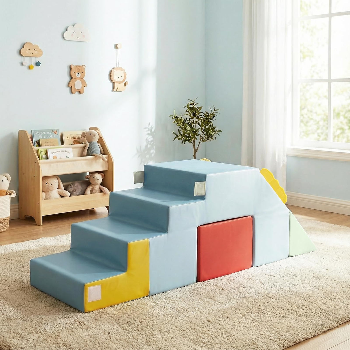 BABY JOY Kids Climb & Crawl Playset, Toddler Climber with Slide & Stairs