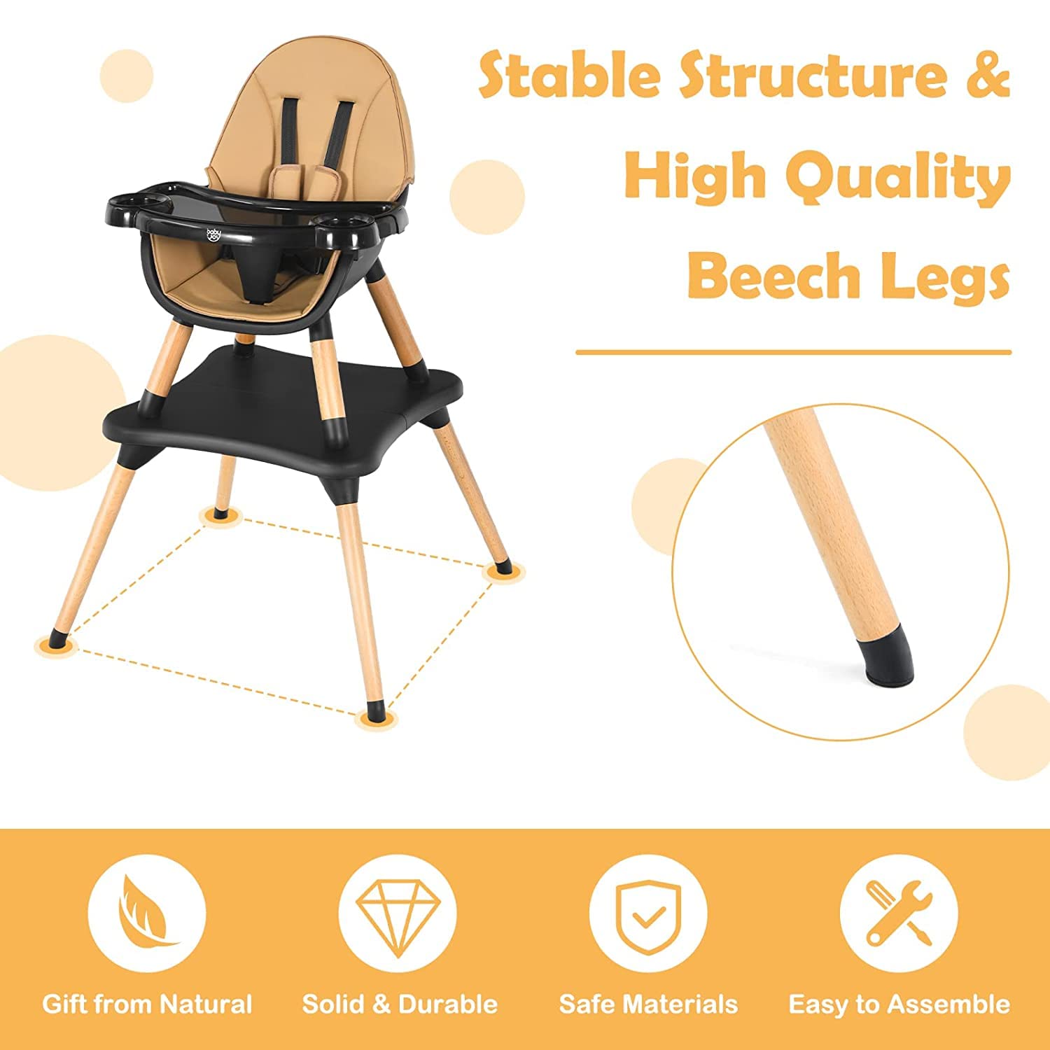 BABY JOY 5 in 1 High Chair, Convertible High Chairs for Babies and Toddlers/Booster Seat/Table and Chair Set