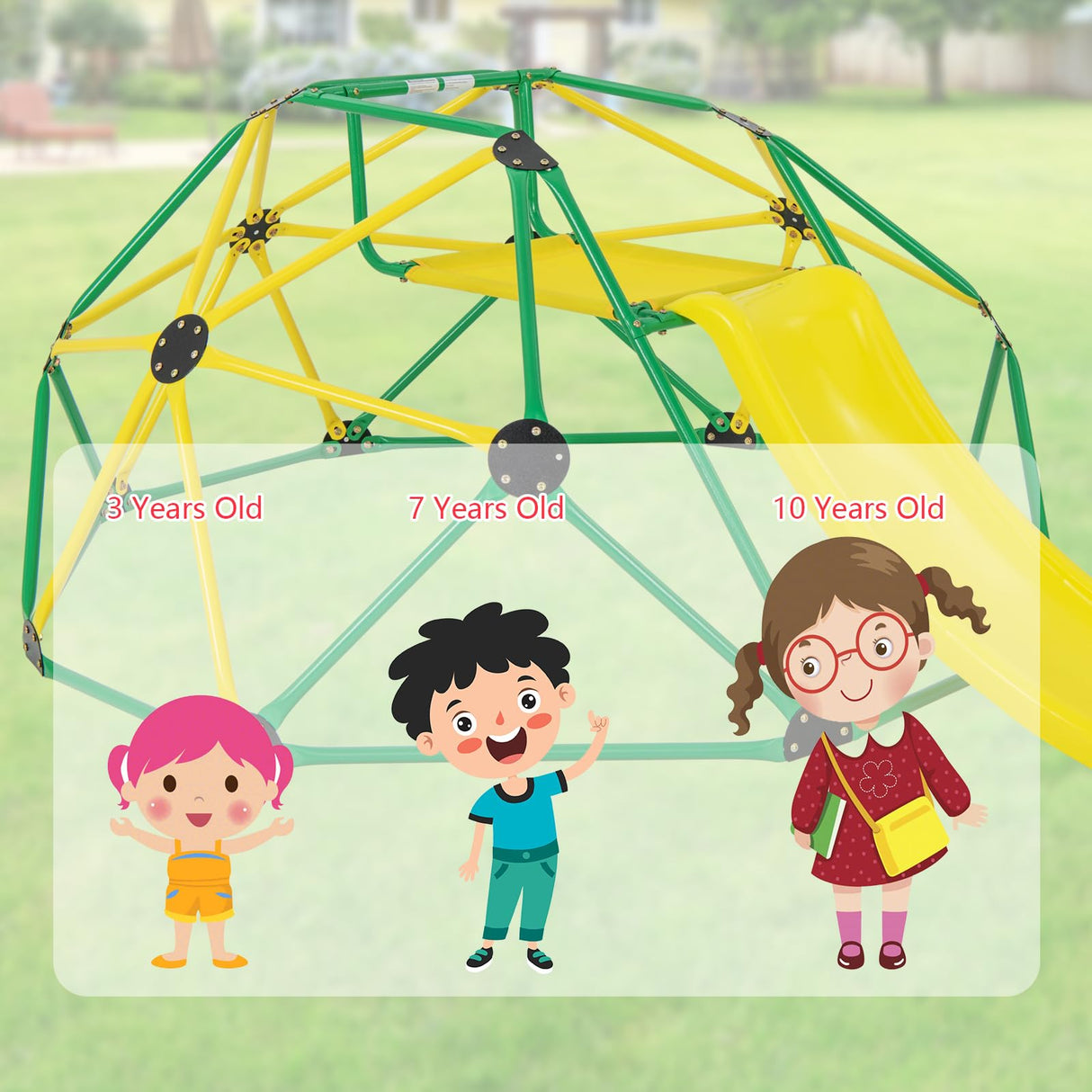 HONEY JOY Climbing Dome & Play Set, 8FT Geometric Dome Climber