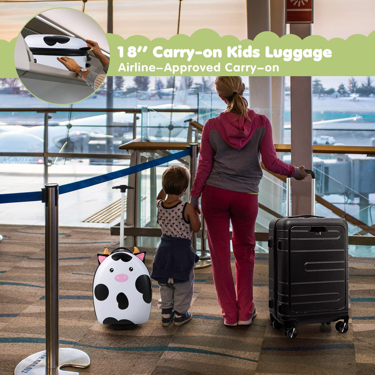 BABY JOY Kids Luggage, 16” Hard Shell Carry-On Suitcase