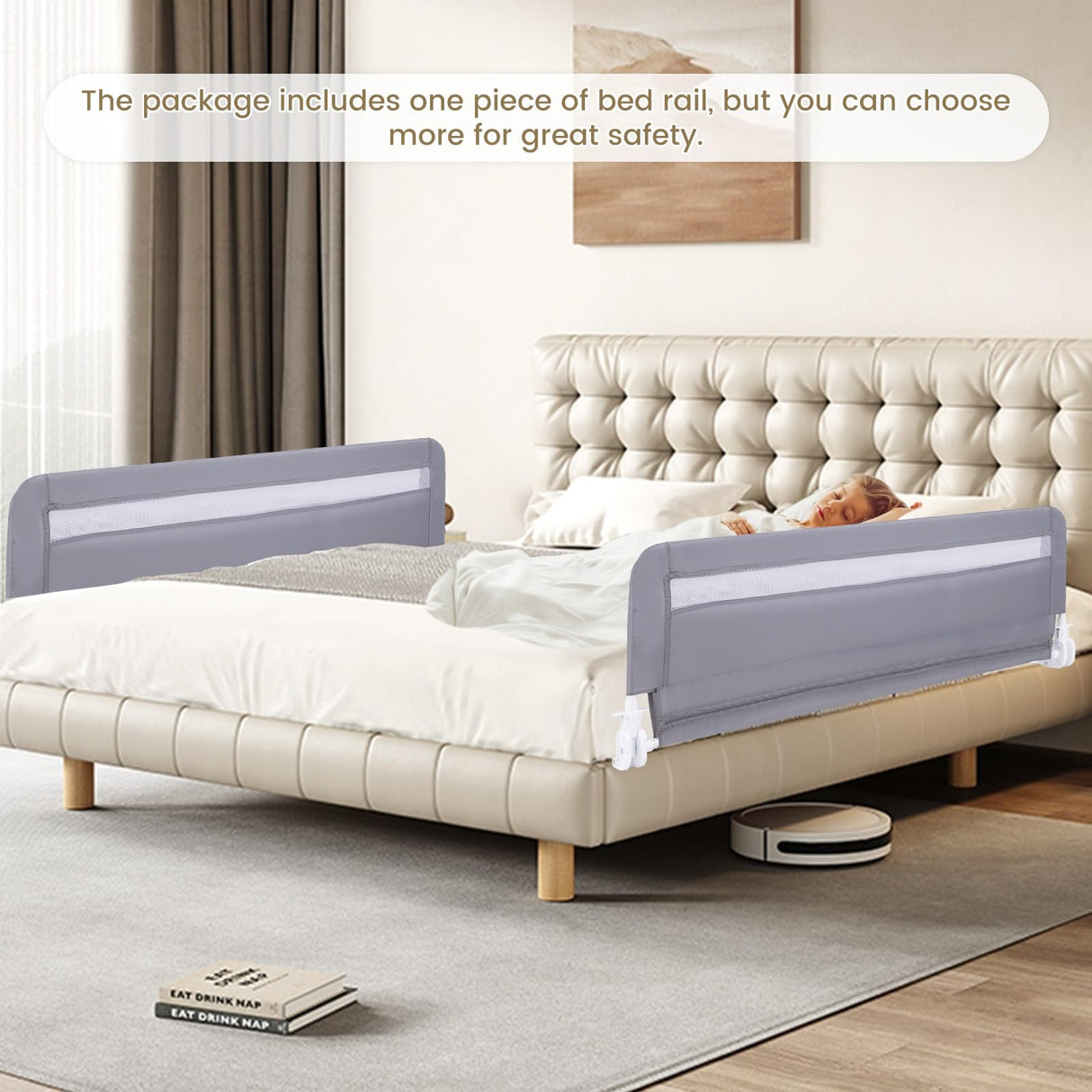 120 CM Toddler Foldable Bed Rail | Kids Safety Bedrail - BABY JOY