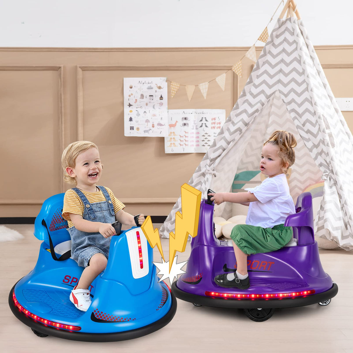 HONEY JOY Kids Ride On Bumper Car, 6V Battery Powered Electric Car