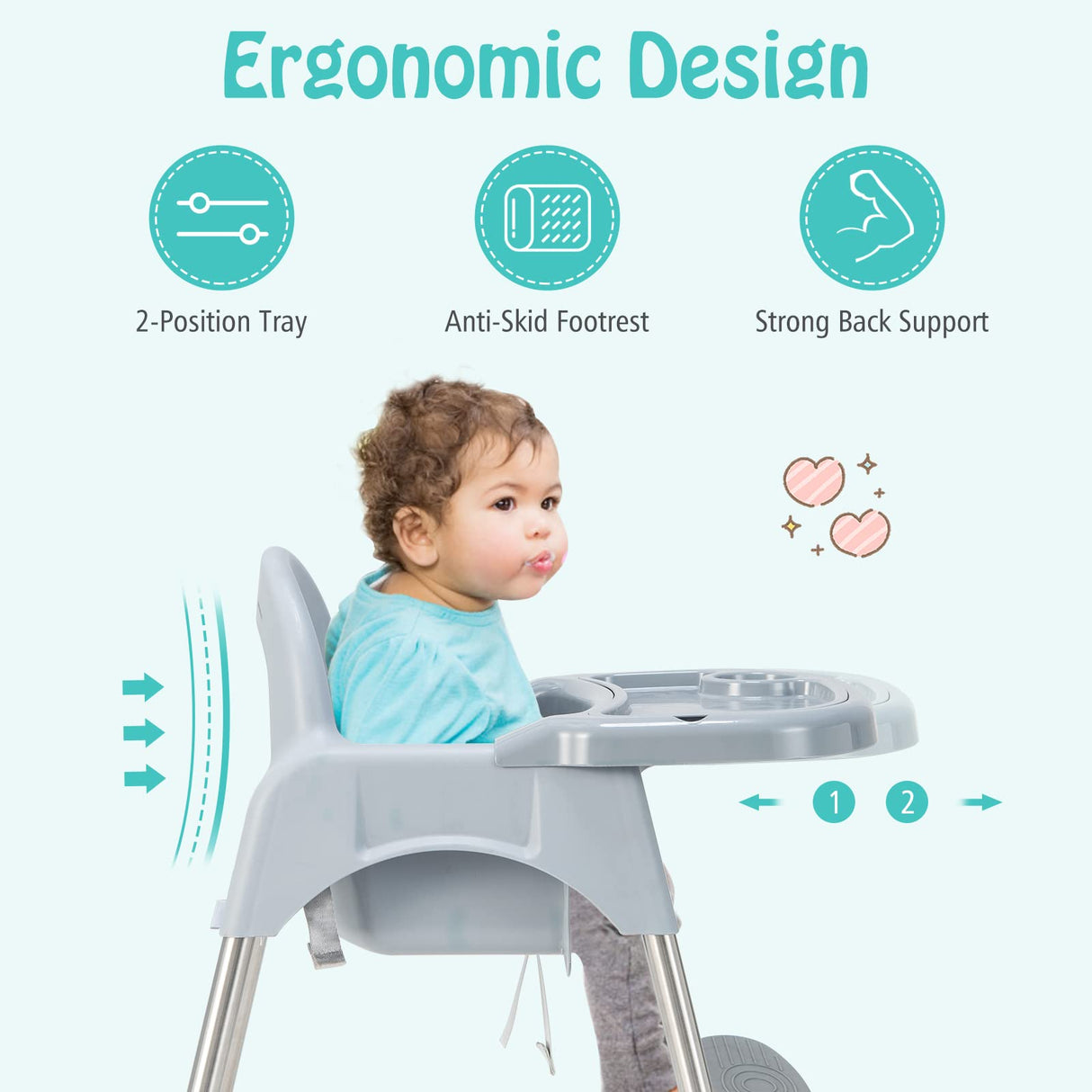 BABY JOY Baby High Chair, 4 in 1 Convertible Highchair with Adjustable Legs