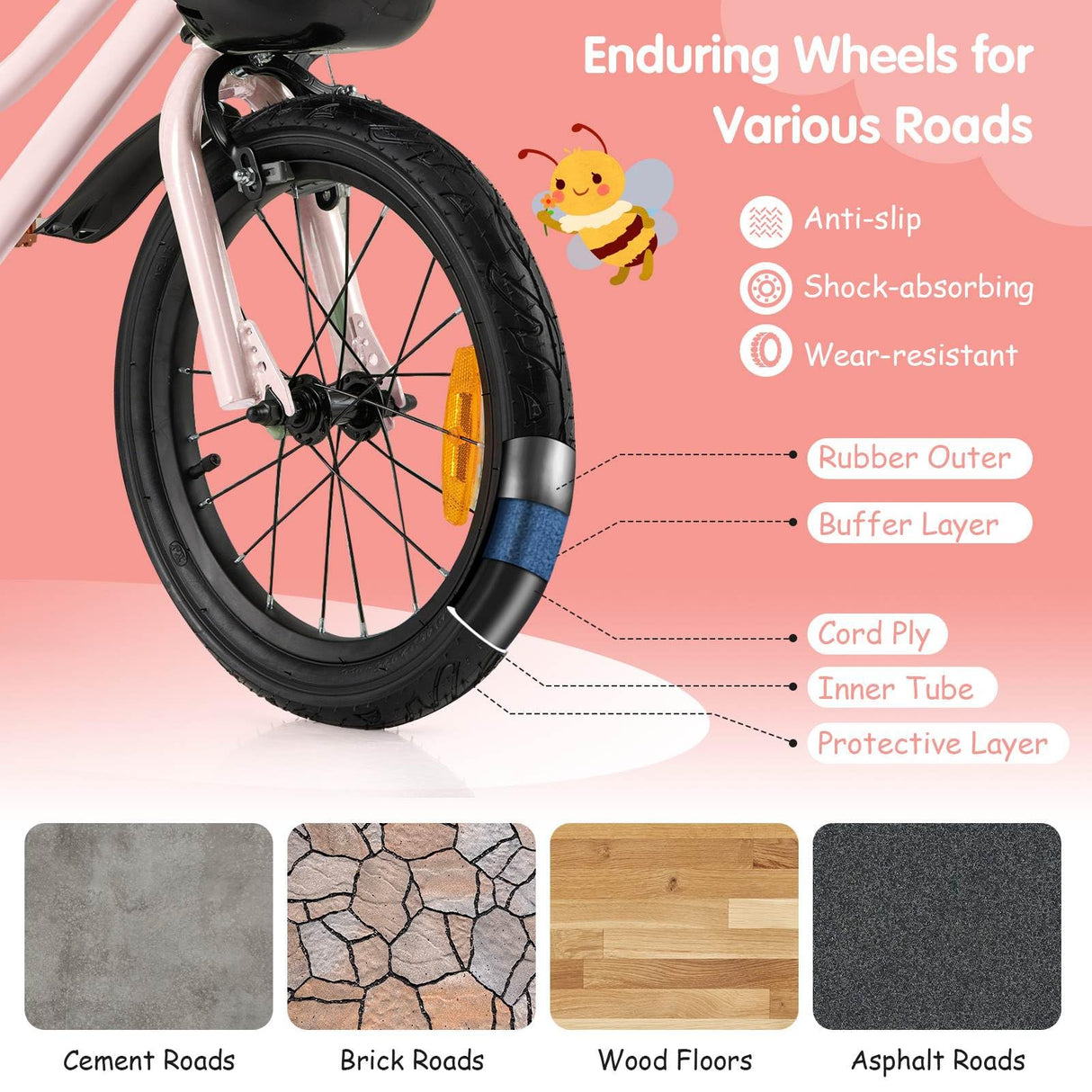 HONEY JOY 14 16 18 Inch Kids Bicycle for 3-8 Years Old