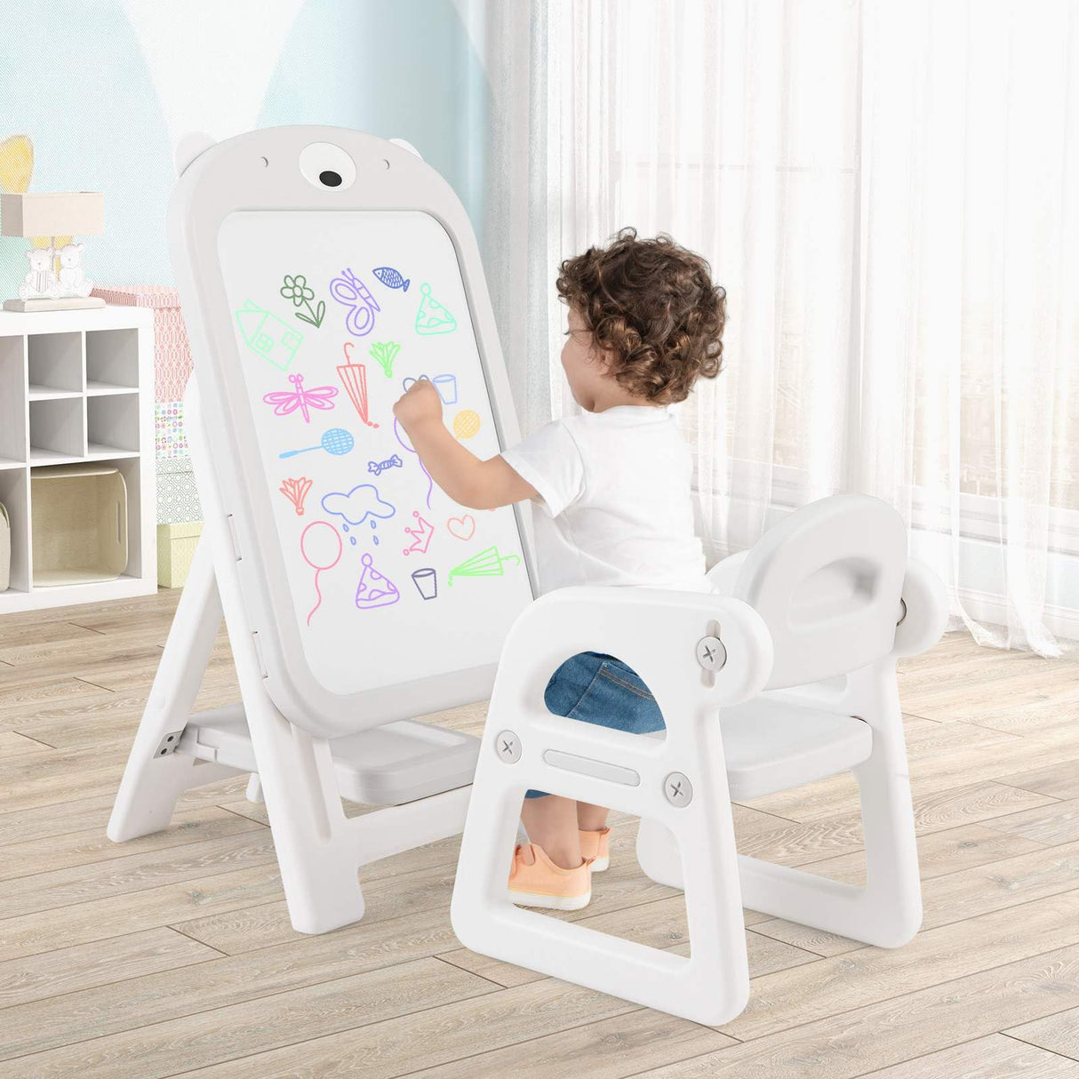 HONEY JOY Kids Art Easel and Chair Set