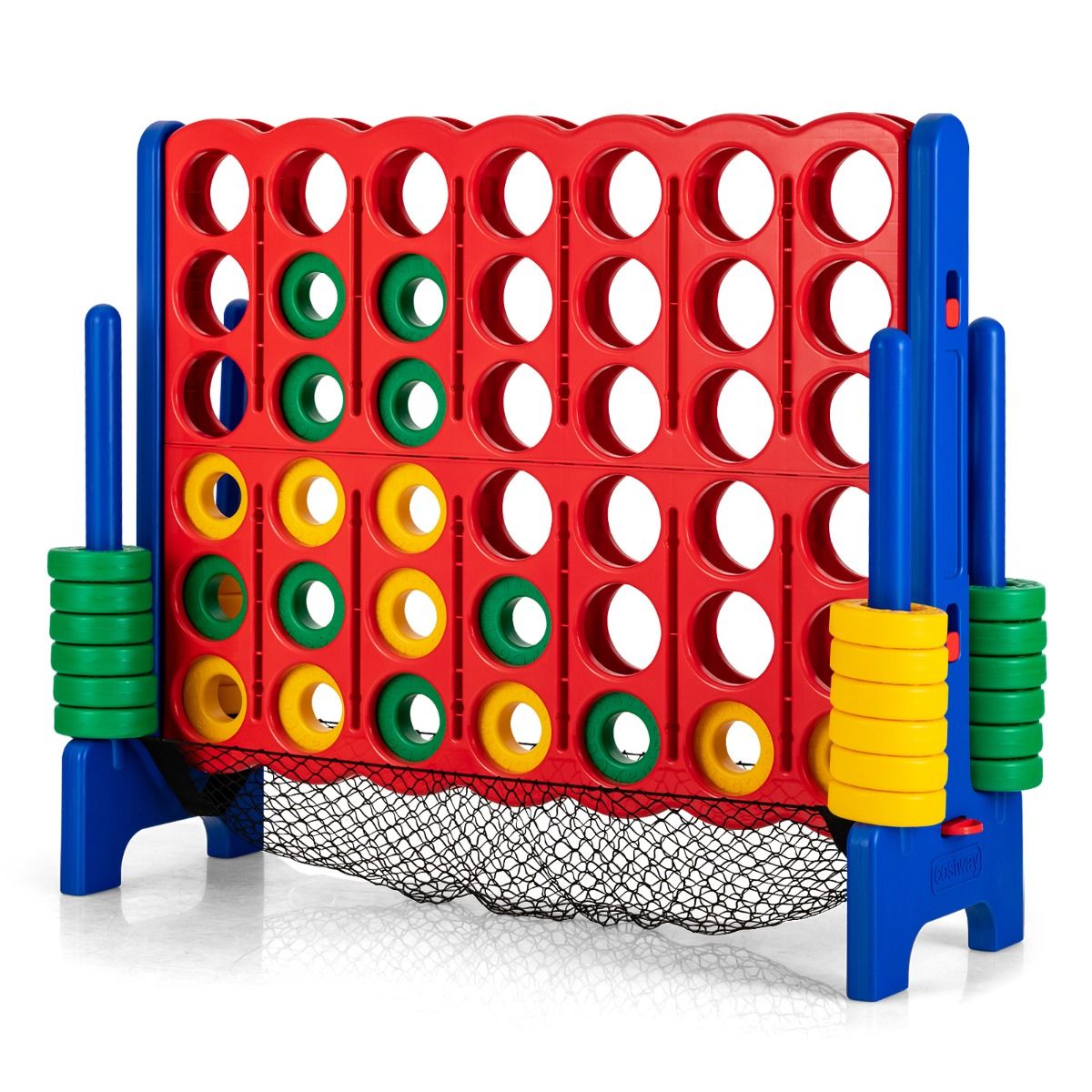 Giant Connect 4 in A Row with 42 Jumbo Rings for Garden & Beach