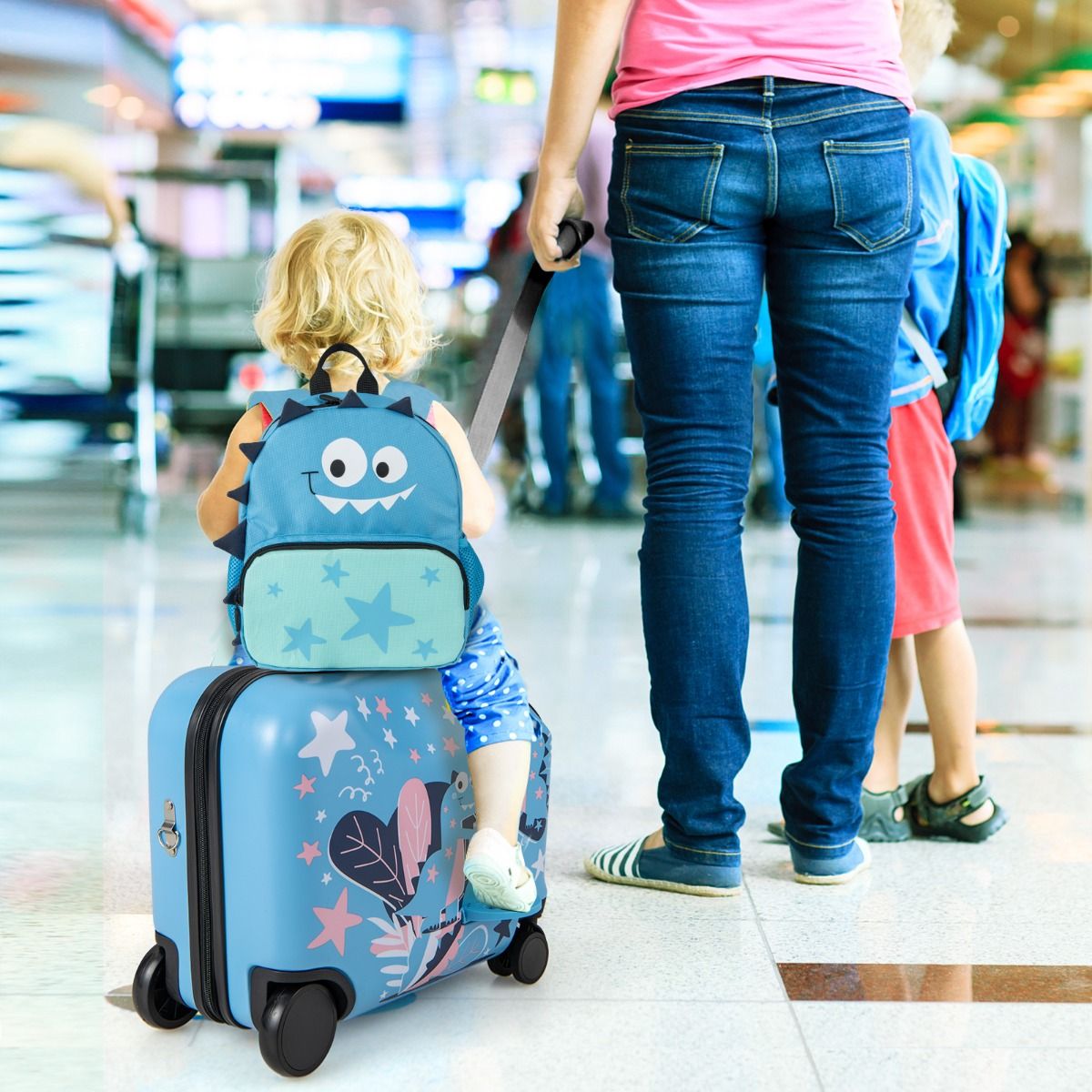 BABY JOY 2 PCS Kid Luggage Set, 18" Suitcase & 12" Backpack Set