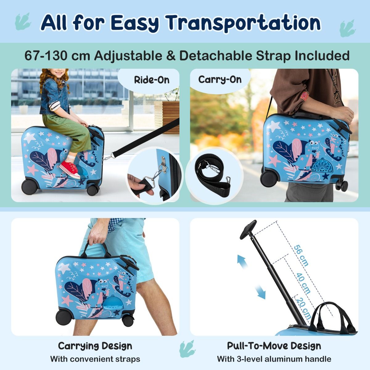 BABY JOY 2 PCS Kid Luggage Set, 18" Suitcase & 12" Backpack Set