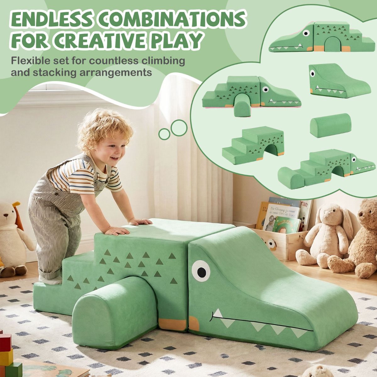 Kids Climbing Foam Blocks Playset with Removable Velvet Covers