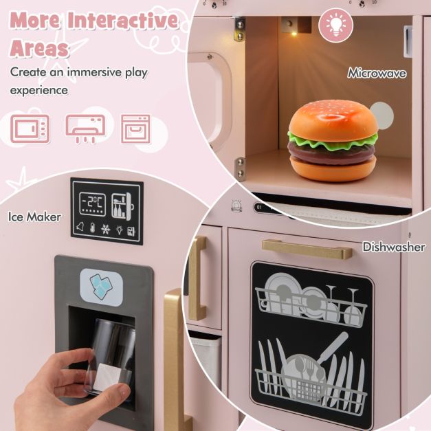 Kids Pretend Play Kitchen Set with Fabric Drawer and Doodle Boards