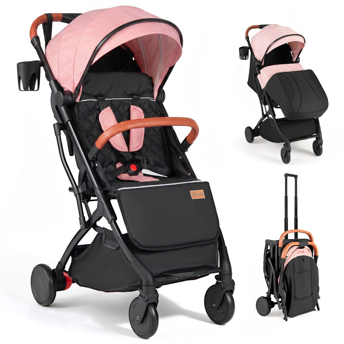 Lightweight Baby Stroller with Adjustable Backrest and Footmuff