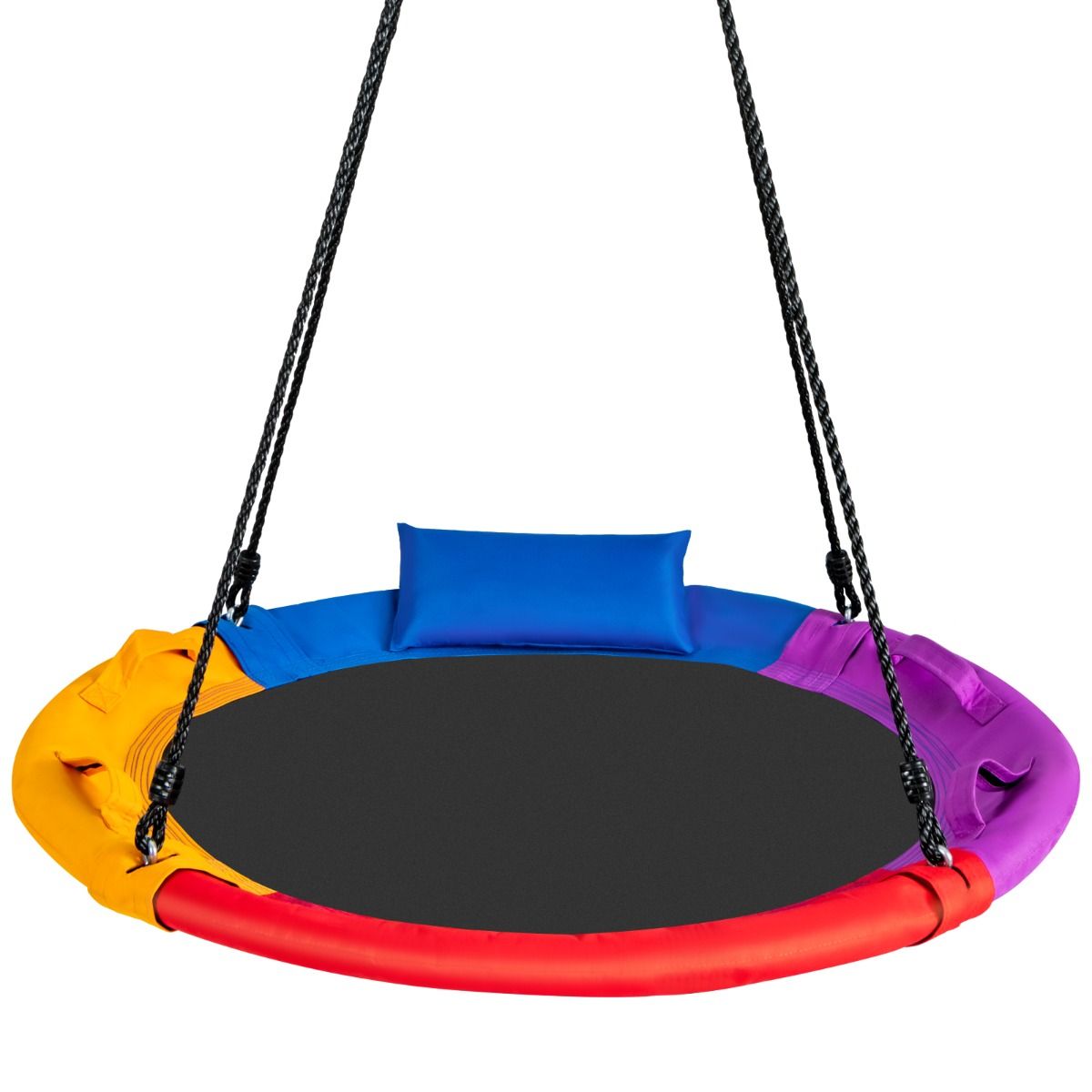 Colorful Saucer Tree Swing Outdoor Round Platform Swing with Pillow for Kids