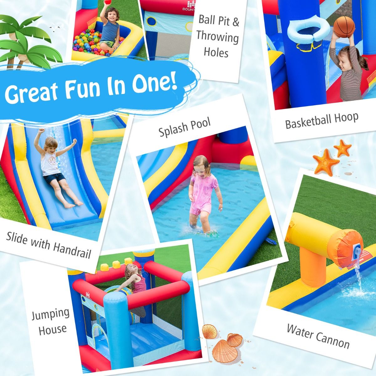 Inflatable Water Slide with Jumping House for Kids Aged 3+