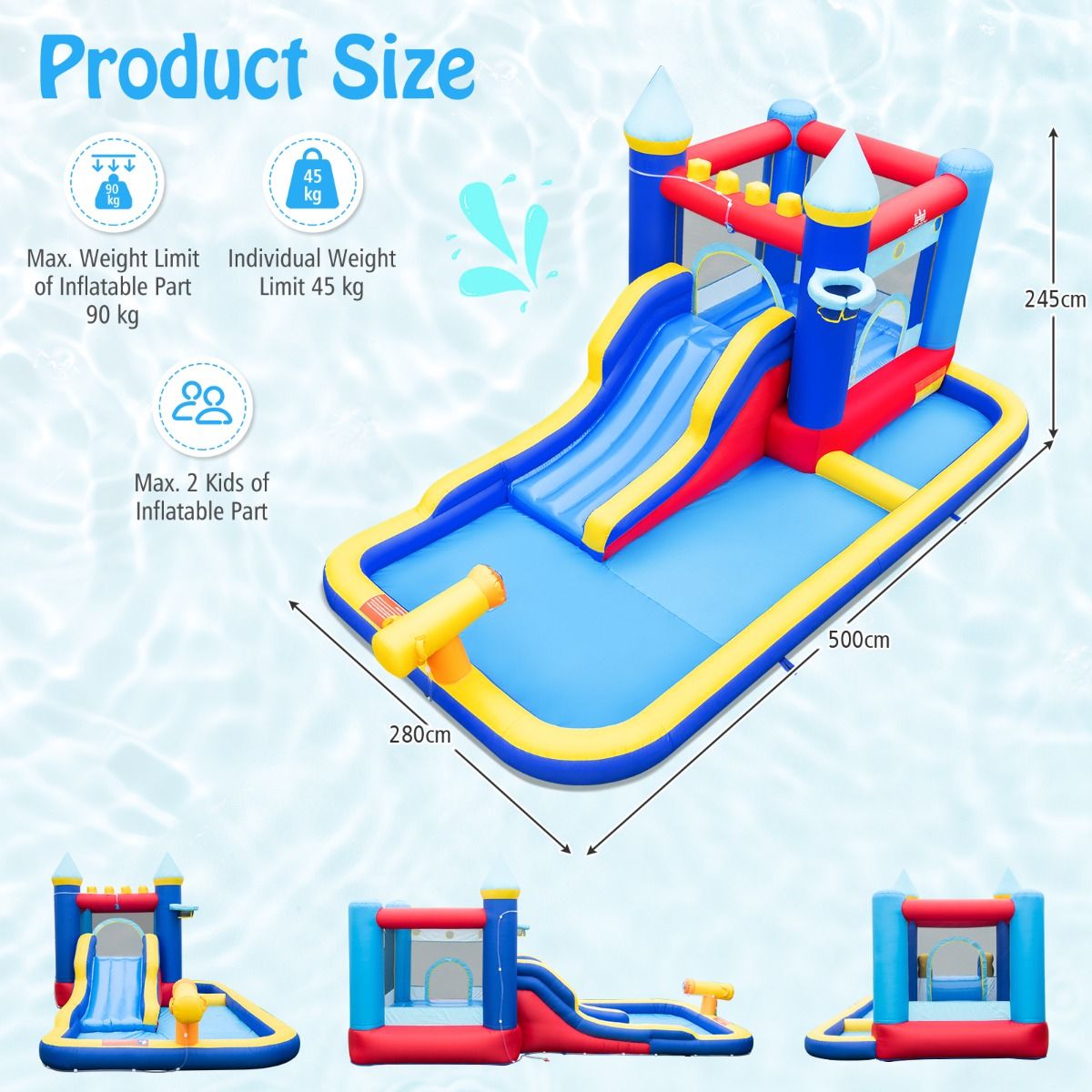 Inflatable Water Slide with Jumping House for Kids Aged 3+