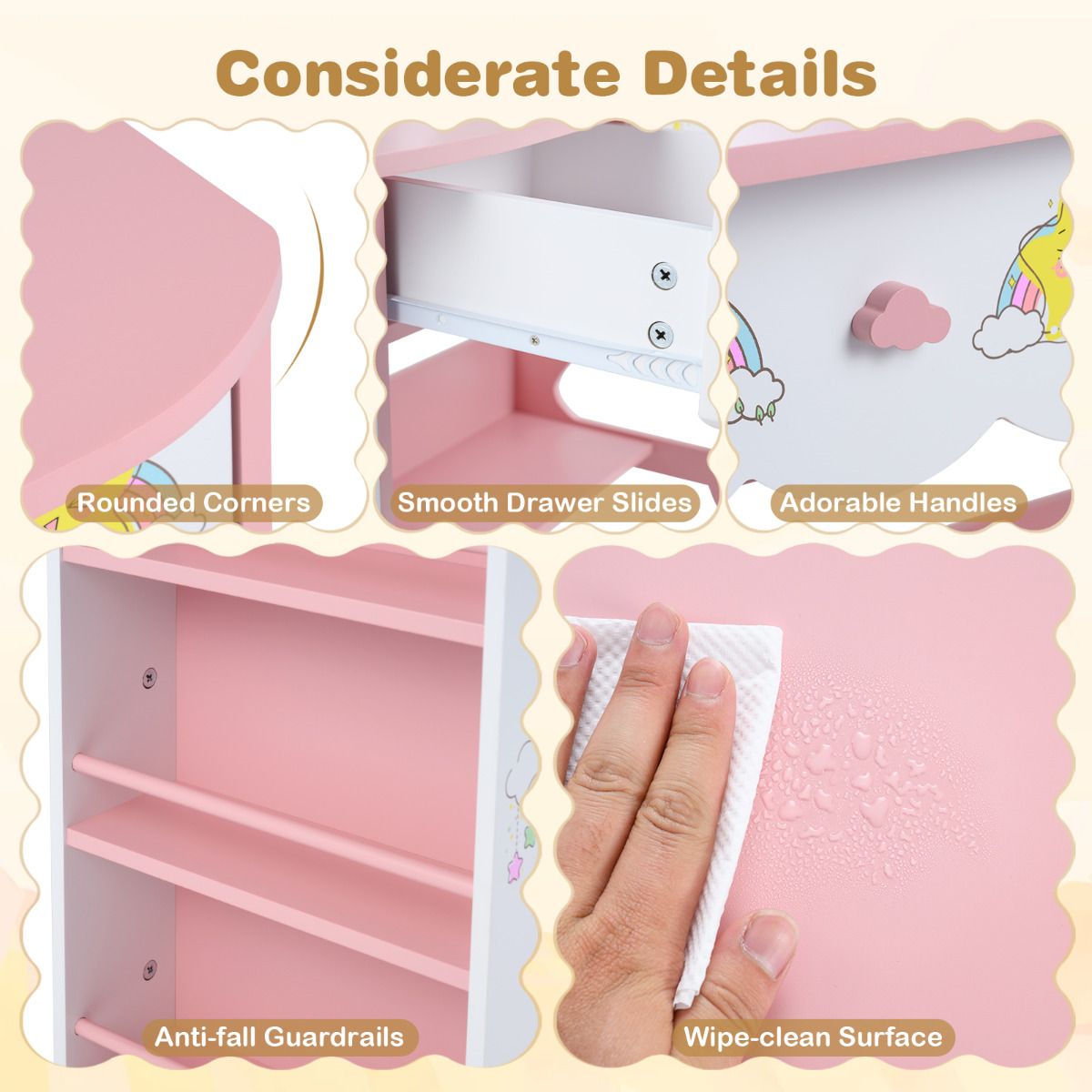 Princess Girls Makeup Table with Mirror and Chair