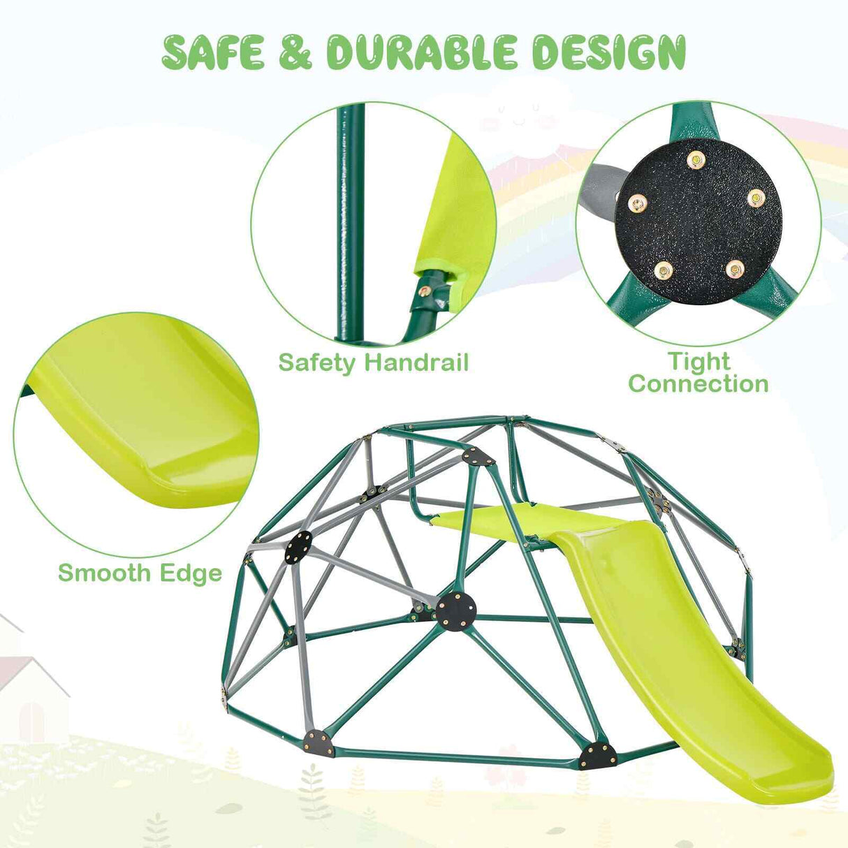 HONEY JOY 8FT Kids Climbing Dome & Play Set w/Slide Child Playground Max. 150KG