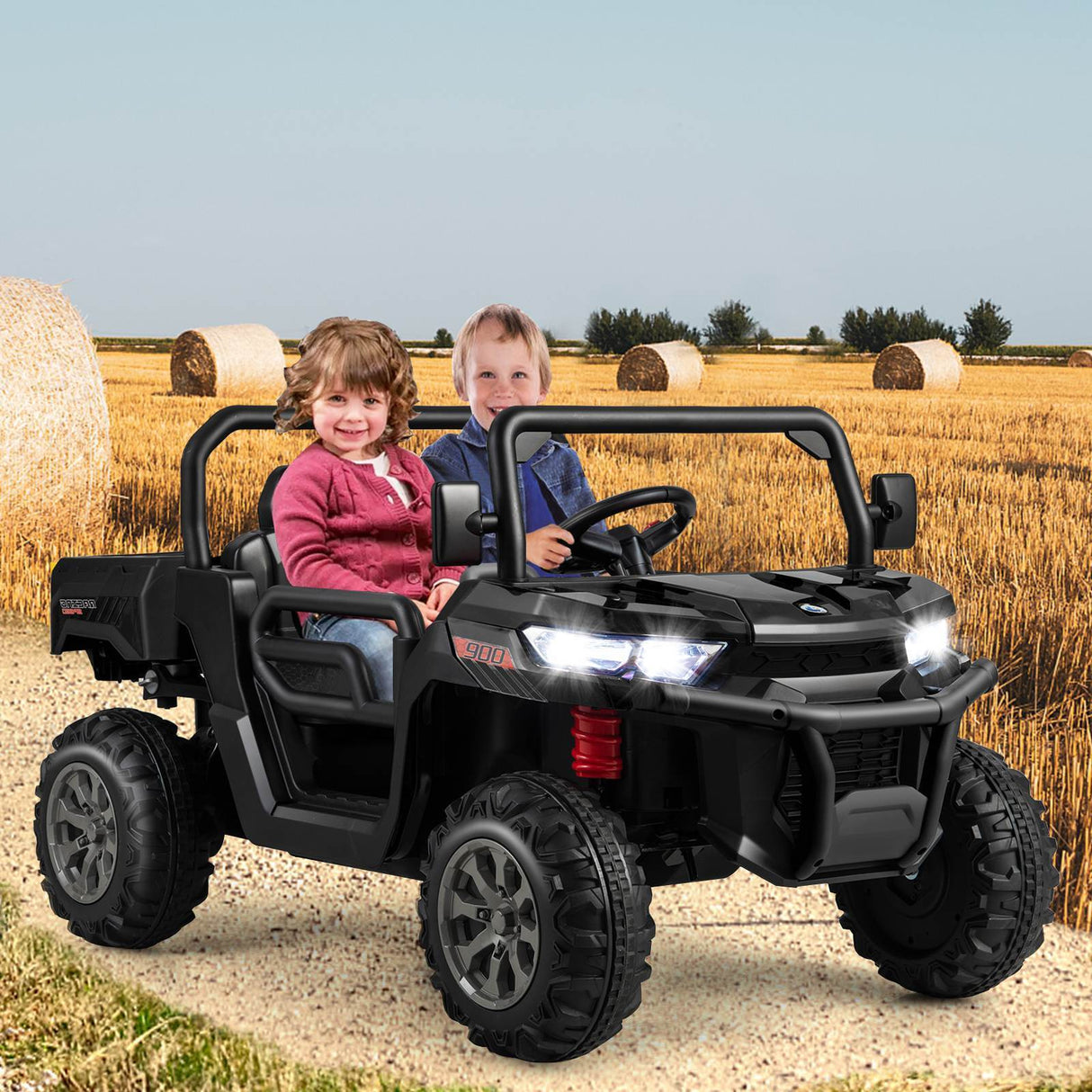 HONEY JOY 2-Seater Kids Ride On Dump Truck 12V Electric Tractor Remote Control