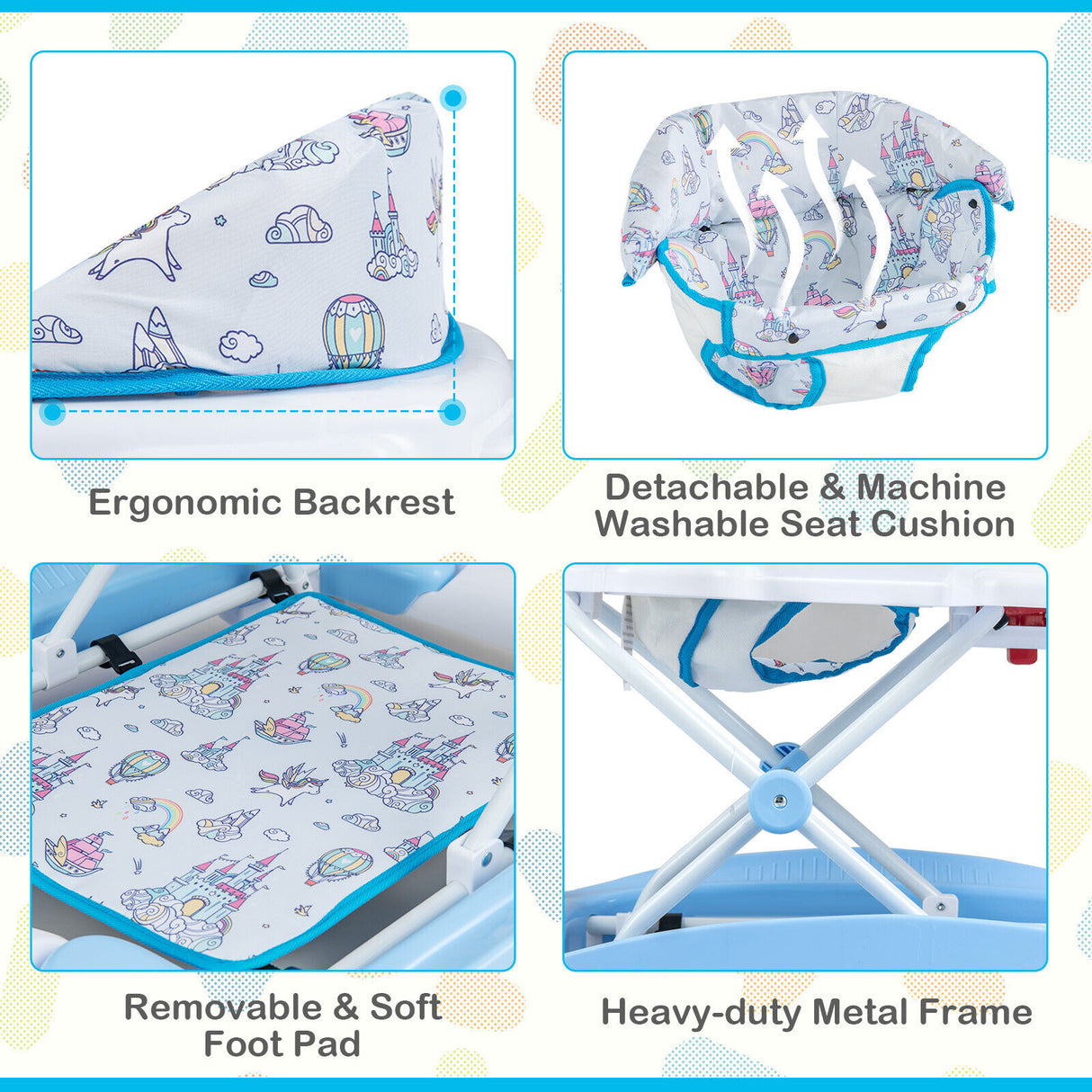 BABY JOY Foldable 6 in 1 Baby Walker Adjustable Toddler Walker Activity Center