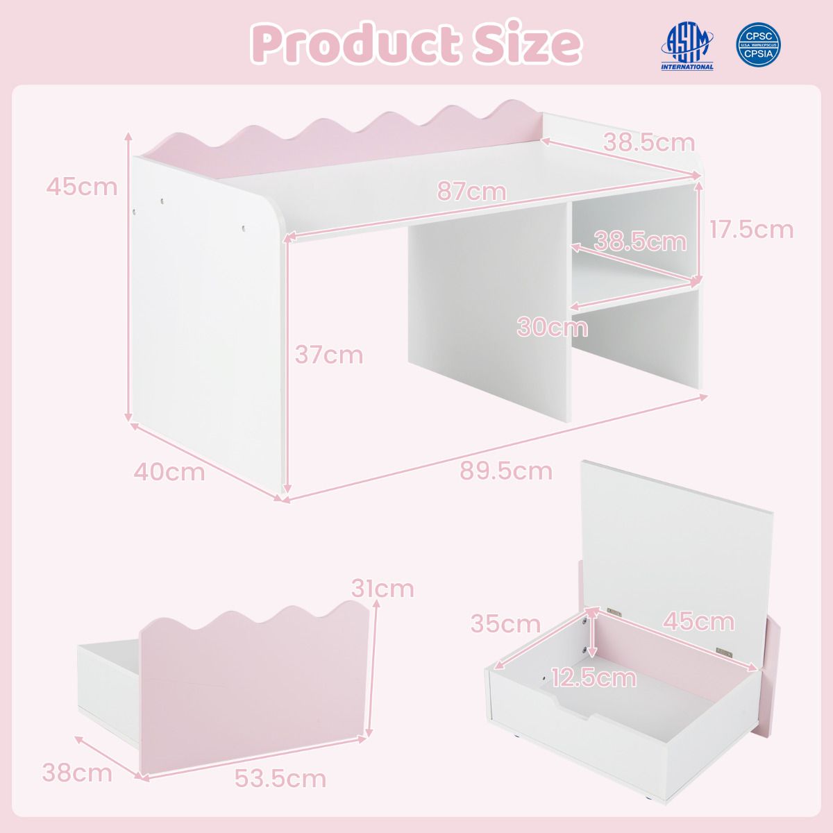 Scalloped Kids Bookshelf and Toy Storage Organizer for Bedroom