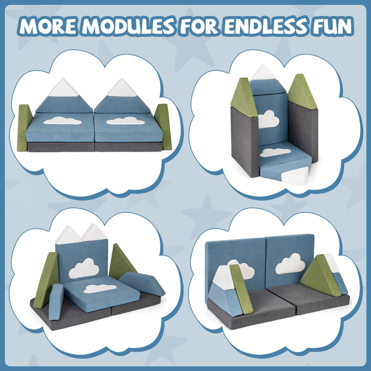 12 Pieces Snow Mountain Theme Toddler Foam Building Fort