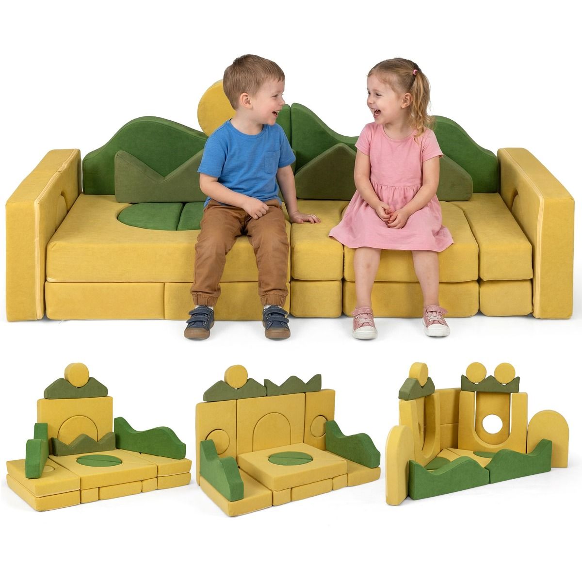 19 Pieces Sunrise Theme Toddler Foam Building Fort