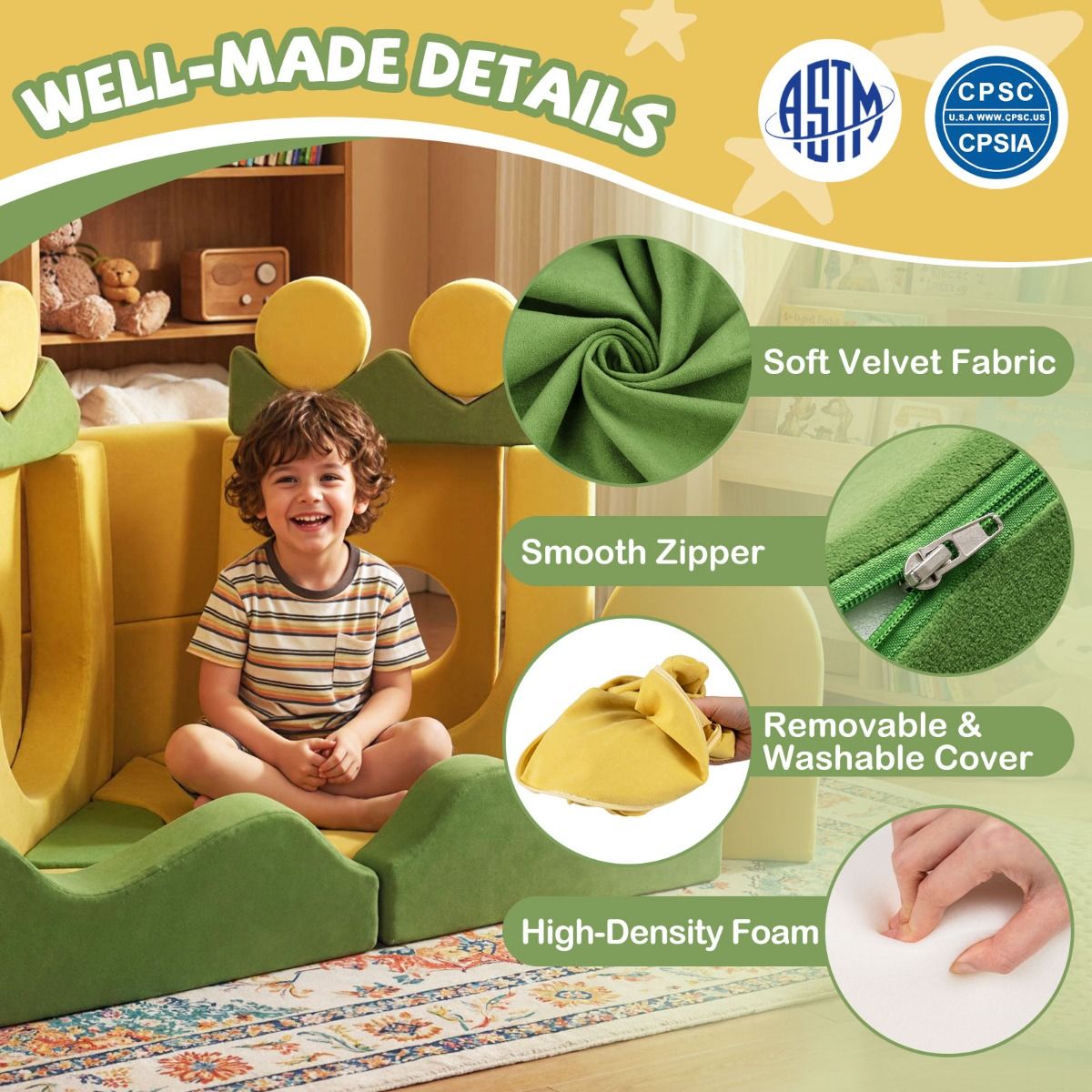 19 Pieces Sunrise Theme Toddler Foam Building Fort