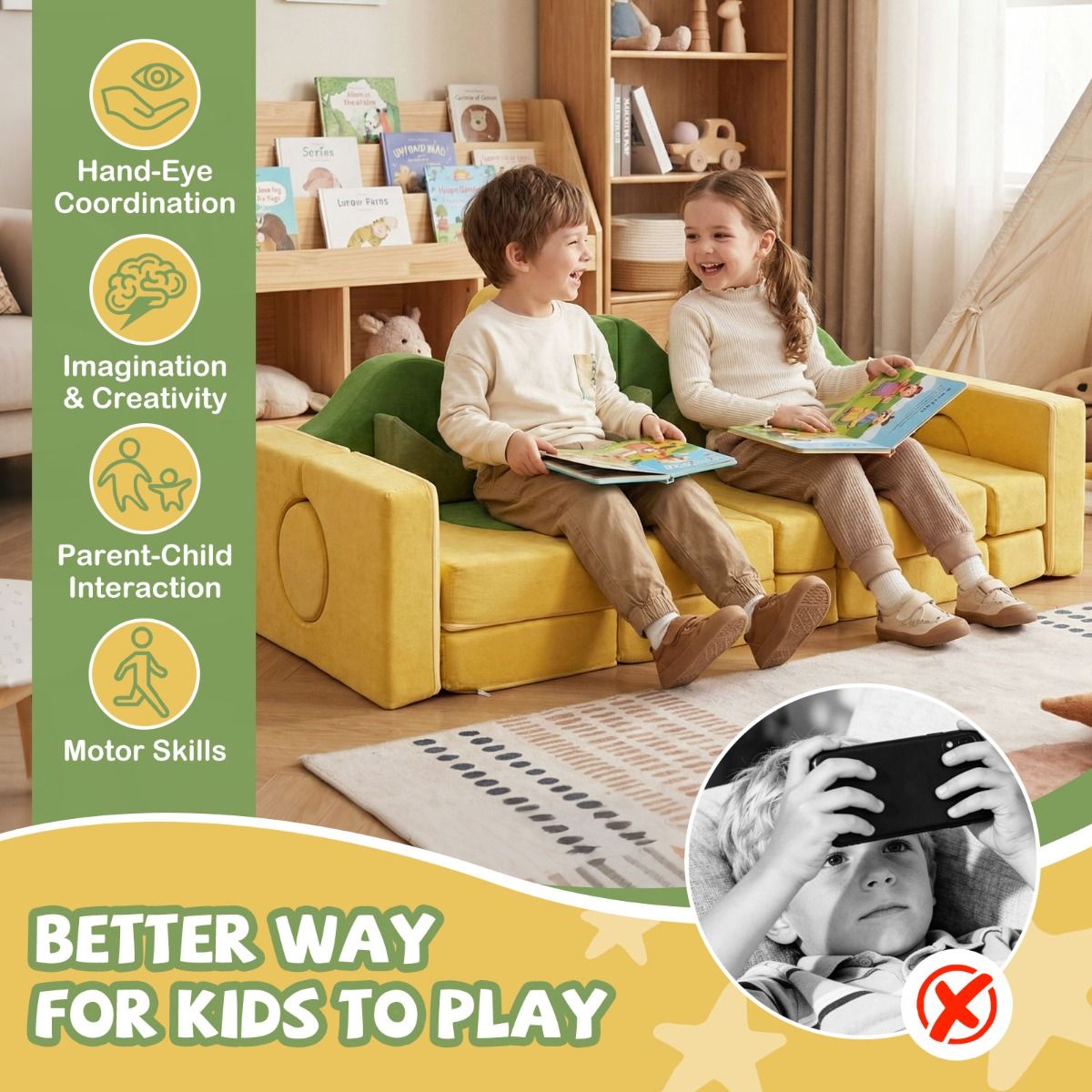 19 Pieces Sunrise Theme Toddler Foam Building Fort