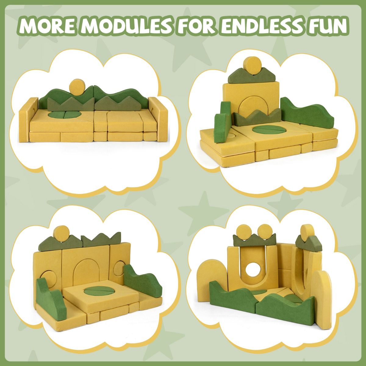19 Pieces Sunrise Theme Toddler Foam Building Fort