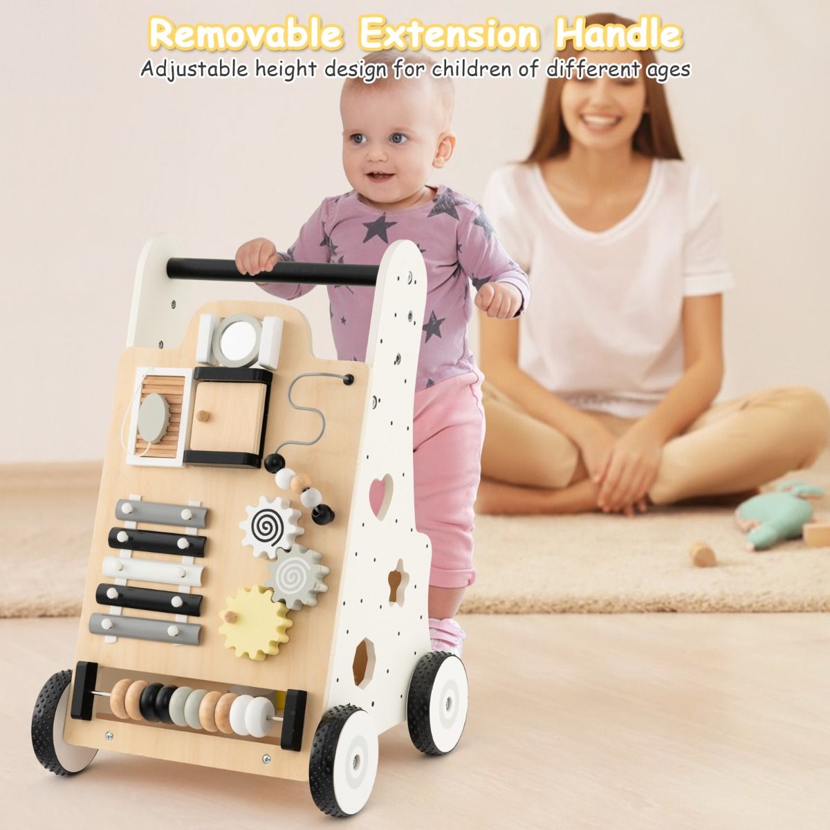 Push and Pull Learning Activity Walker with Double Handles for Babies andToddlers