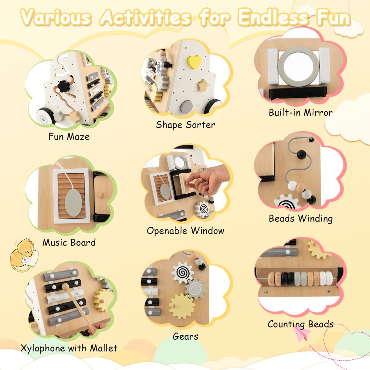 Push and Pull Learning Activity Walker with Double Handles for Babies andToddlers