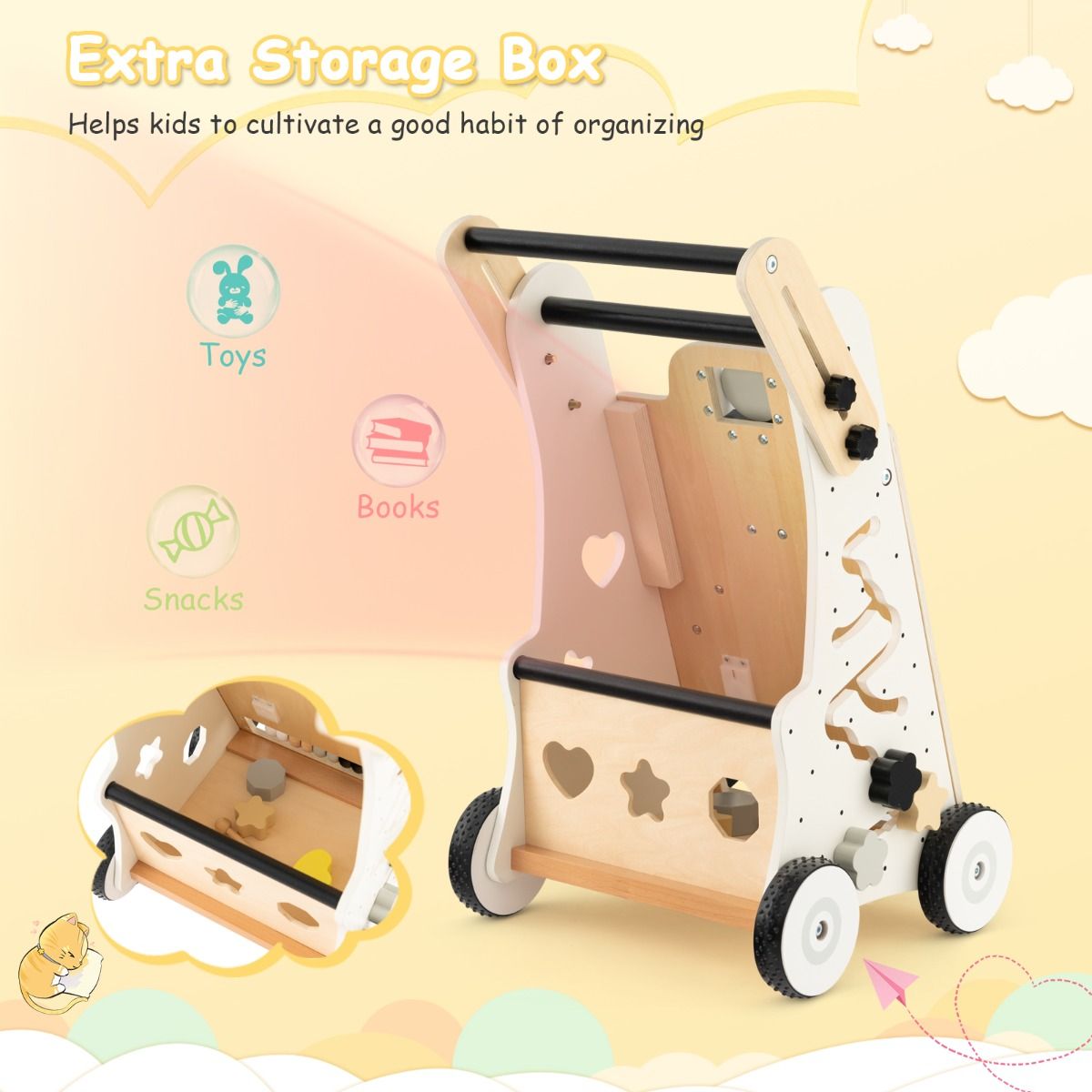 Push and Pull Learning Activity Walker with Double Handles for Babies andToddlers