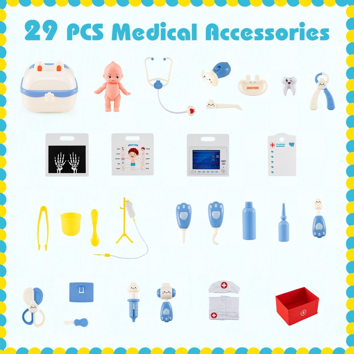 Wood Medical Center Toy Set with Examine Region and X-Ray Film