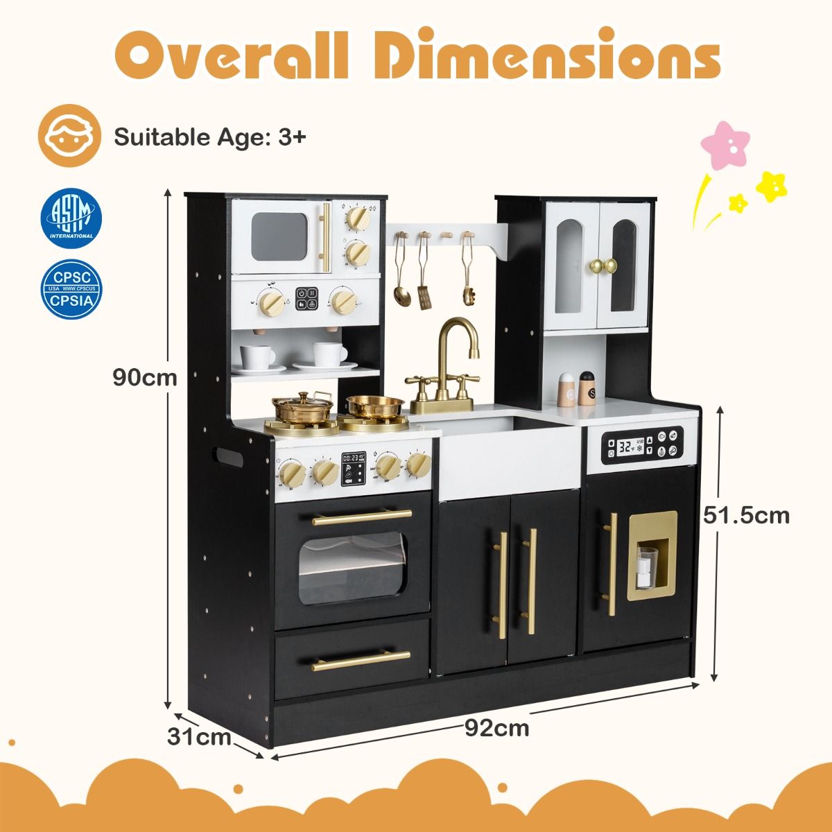 Wooden Kitchen Playset with Realistic Lights and Sounds