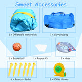 HONEY JOY Inflatable Water Slide, 6 in 1 Jumping Bounce House w/Climbing Wall, Splash Pool