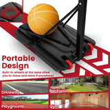 1.05-2.6m Portable Basketball Hoop Height-Adjustable with Weight Bag and Basketball