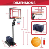 1.05-2.6m Portable Basketball Hoop Height-Adjustable with Weight Bag and Basketball