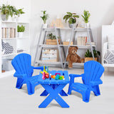 Kids Plastic Table with 2 Adirondack Chairs Set, Toddler Play Table and Chairs for Tea Time