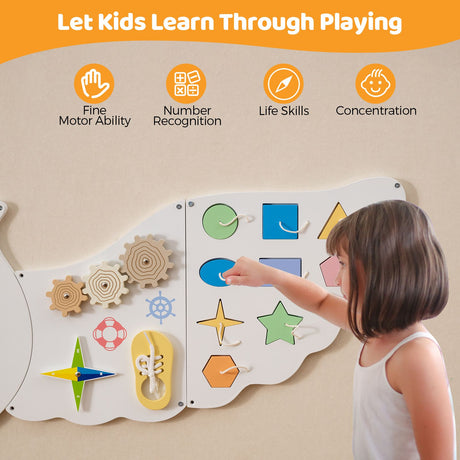 11-In-1 Owl Activity Wall Busy Board Panels for Kids 3+ Years Old