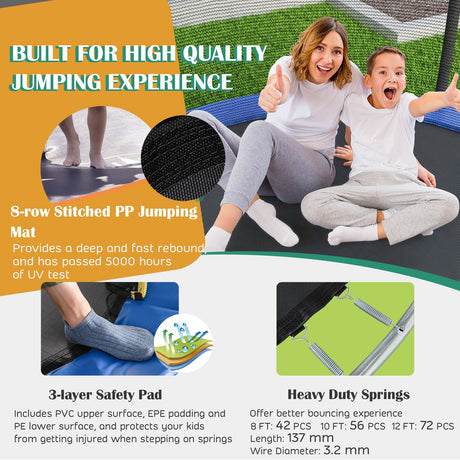 12FT Outdoor Trampoline with Basketball Hoop and Enclosure Net