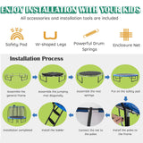 12FT Outdoor Trampoline with Basketball Hoop and Enclosure Net