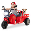 12V Kids Motorcycle with 3 Wheels and Trailer with Music and Light