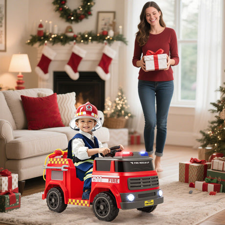 12V Kids Ride on Fire Truck with Parent Remote Control with Water Gun